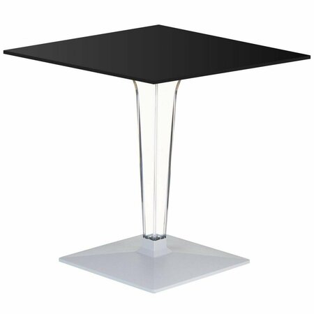 FINE-LINE 24 in. Ice HPL Top Square Dining Table with Transparent Base Black FI2845395